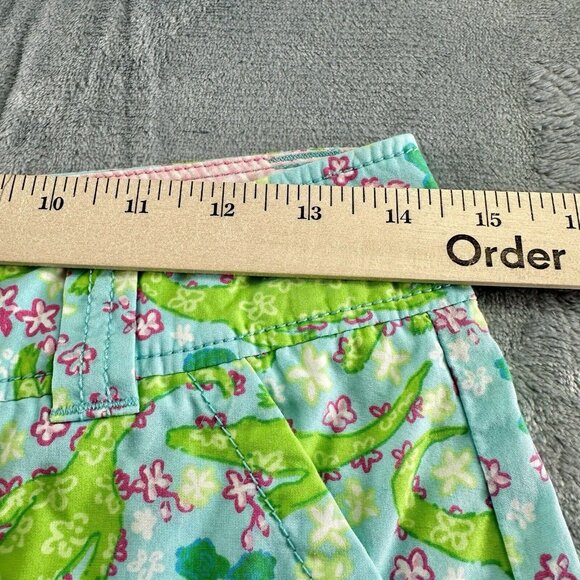 Lilly Pulitzer Shorts Women’s Size 2 Resort Fit Blue/Pink Alligator Cotton Check - Picture 3 of 15